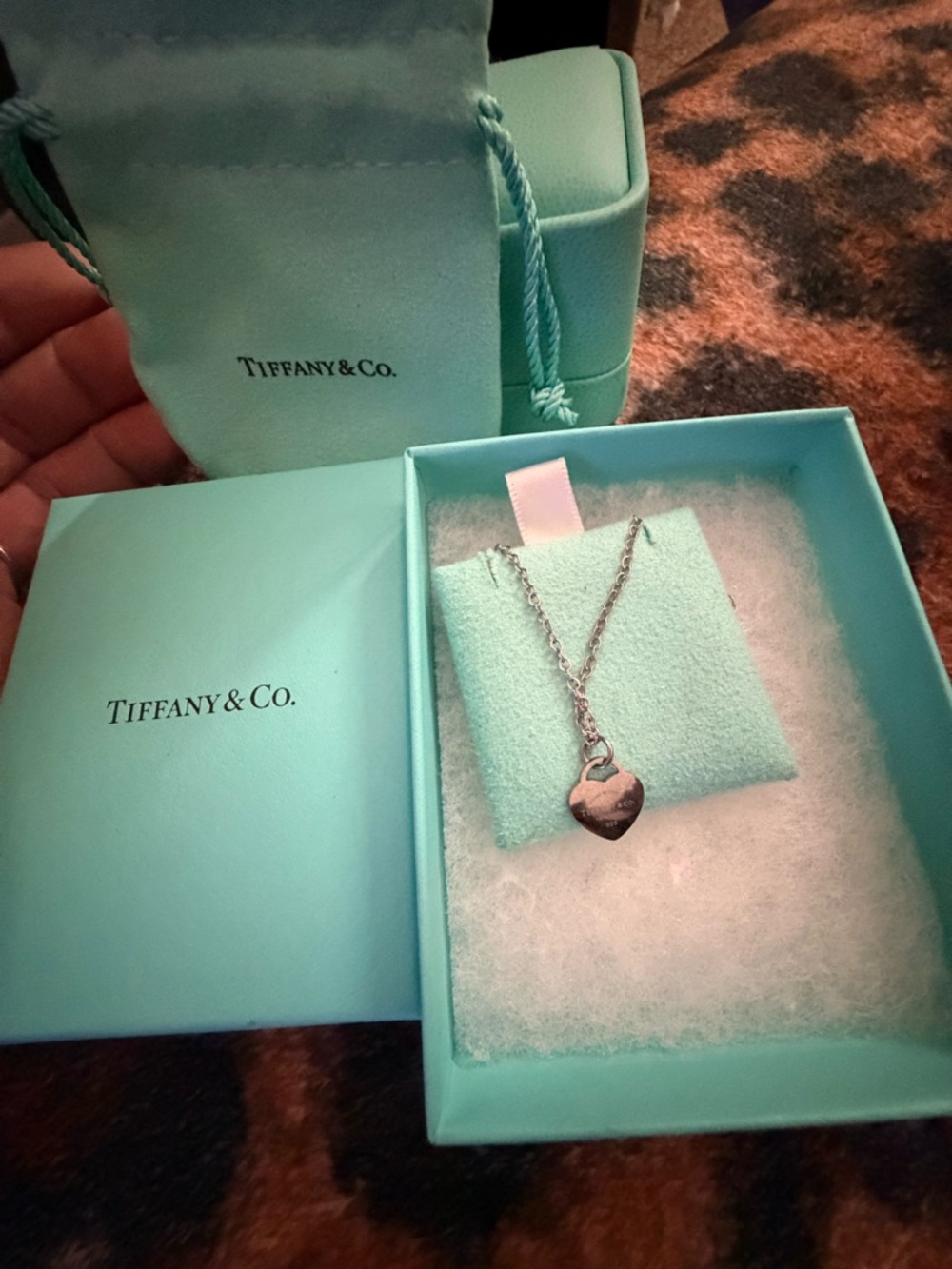 Tiffany & Co. Sterling Silver Heart Pendant Necklace with Signature Blue Box